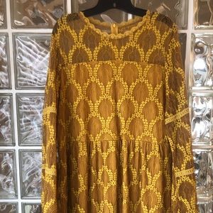 Boho Golden Yellow Lace Dress